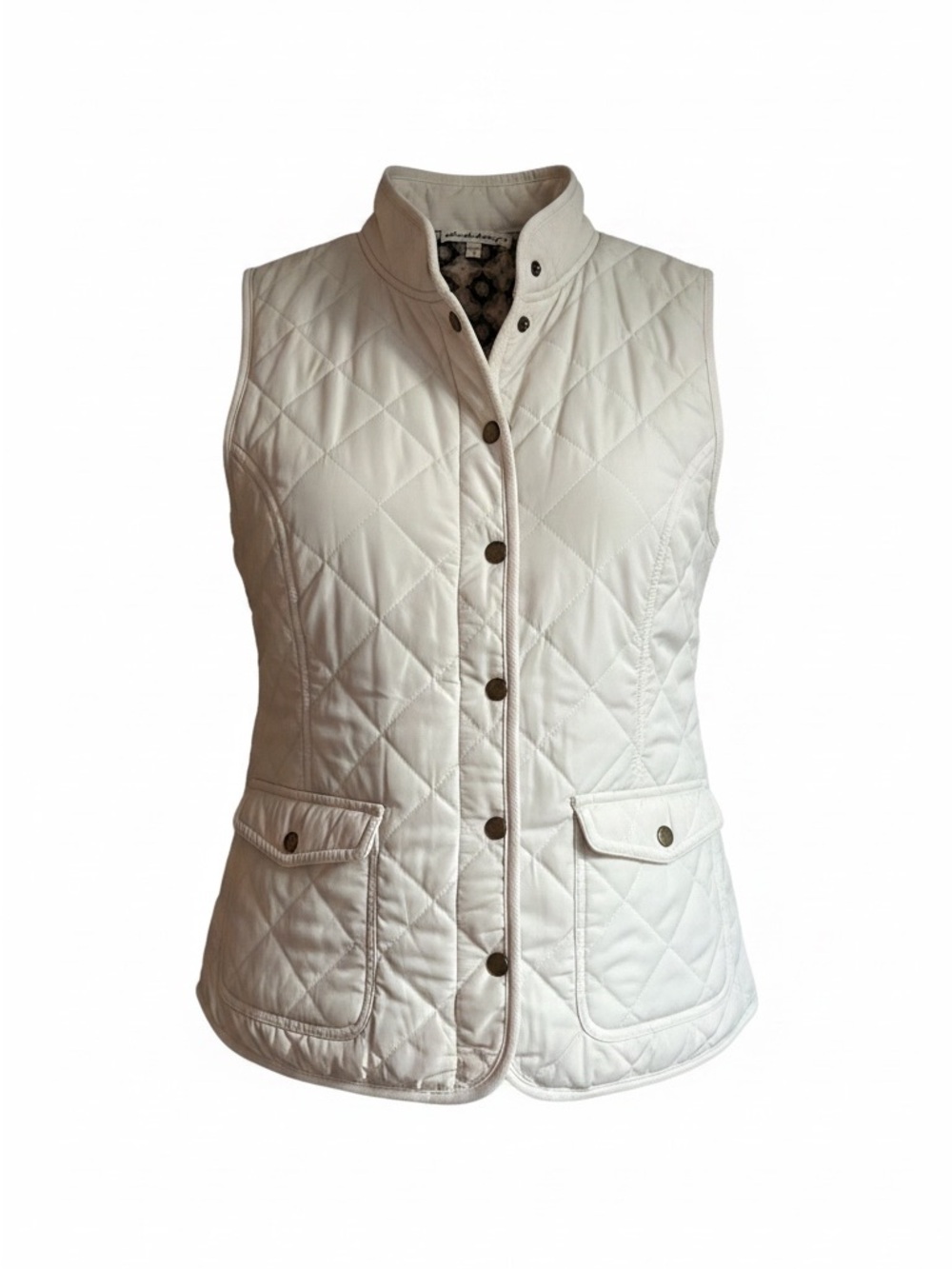 Telluride Clothing Co Diamond Quilted Cream Vest Countryside Chic Preppy Size L